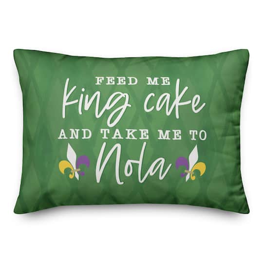 Feed Me King Cake Mardi Gras Throw Pillow